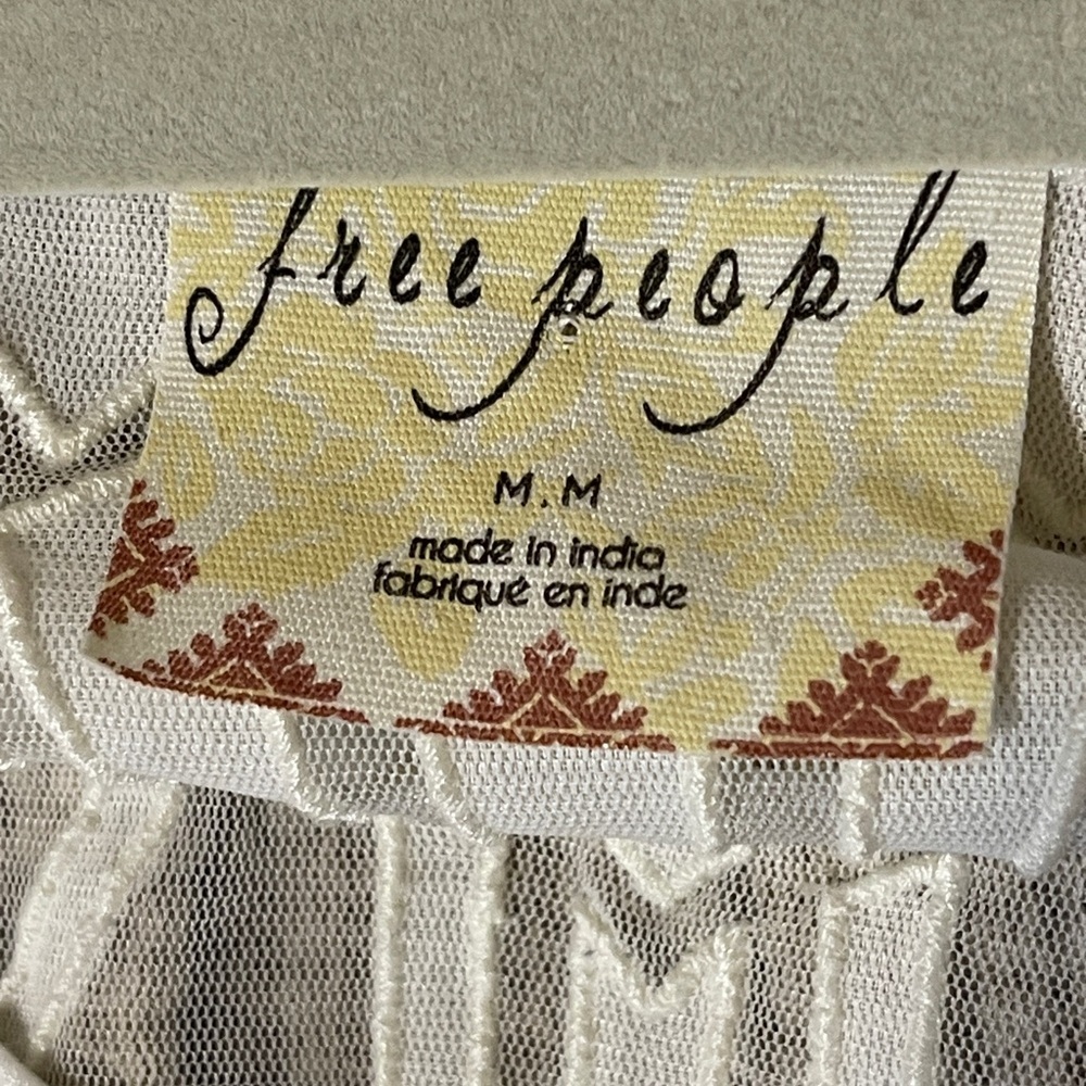 Free People Lola Long Sleeve Knit Lace Top White Oversized Cottagecore Medium - Picture 5 of 7